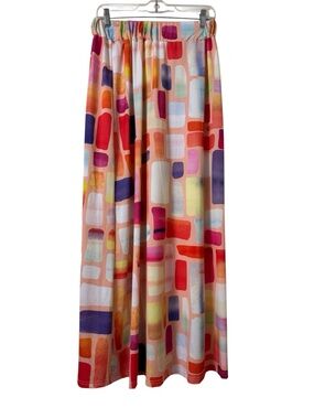 Bon Apple Tea Colorblock Brushstroke Maxi Skirt NWT Size L
